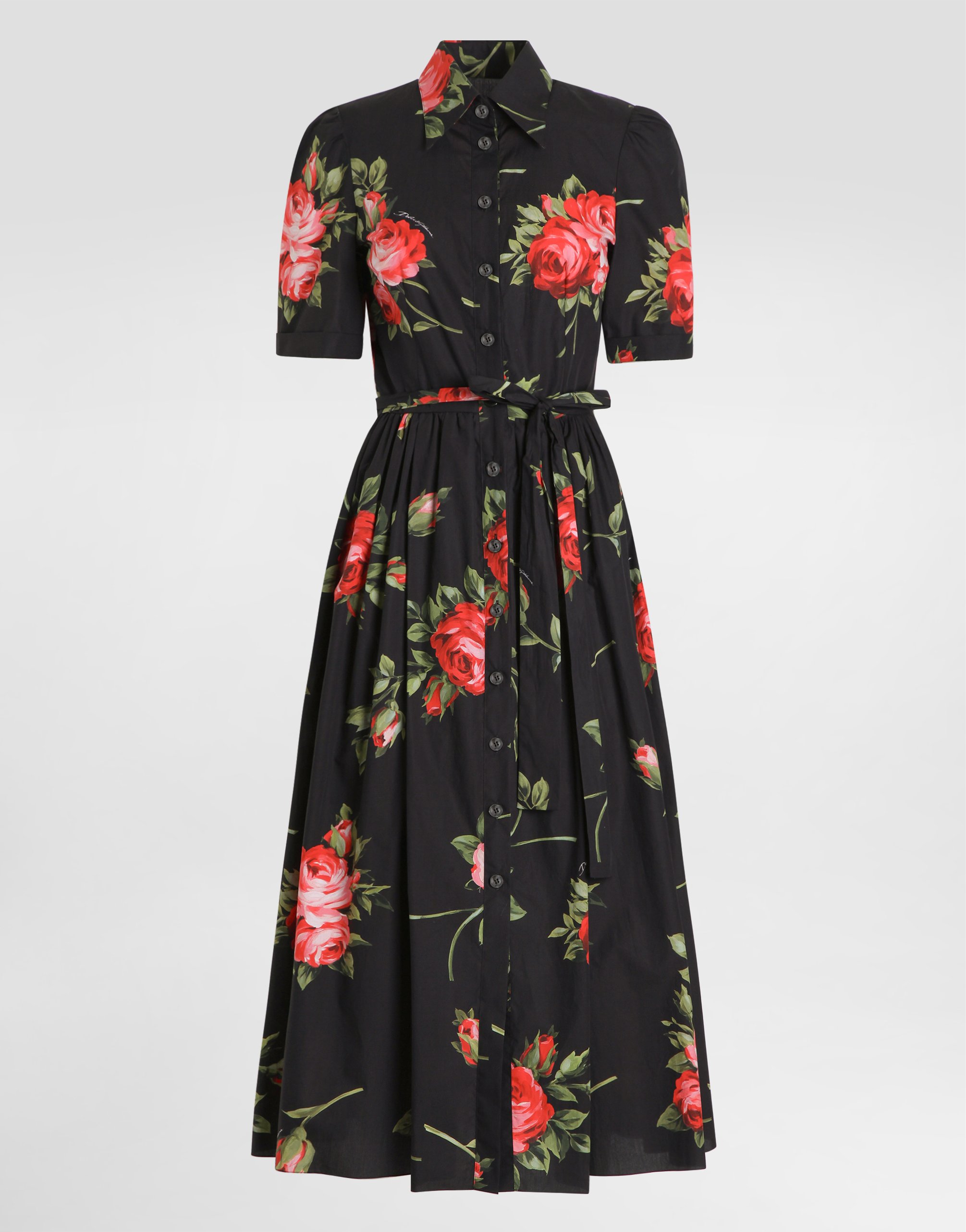 

Сорочка-платье из поплина с принтом «букет роз» Dolce & Gabbana, мультиколор