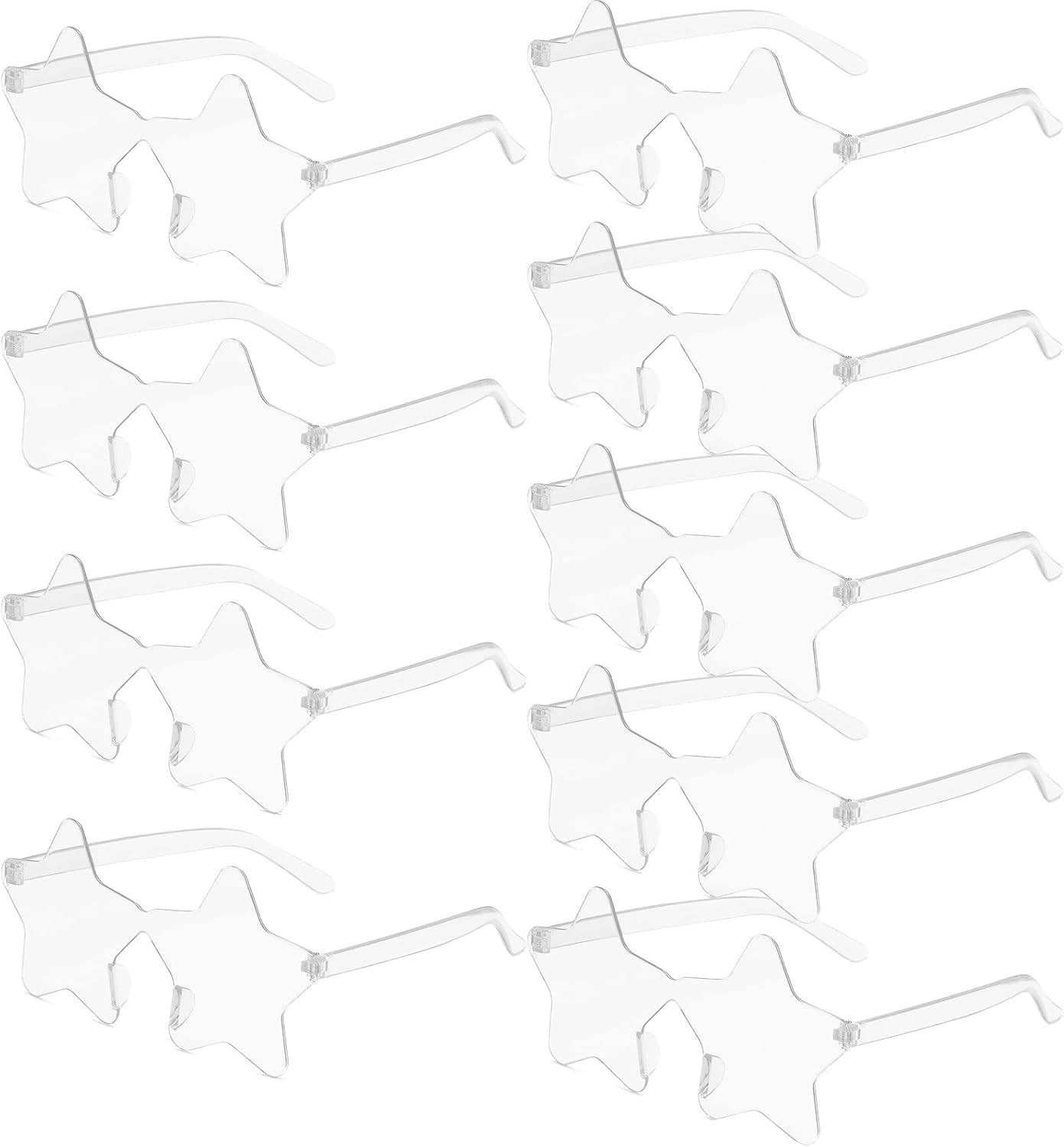 

Набор из 9 солнцезащитных очков в форме звезды, разноцветные очки без оправы в форме звезды, универсальные сувениры для вечеринок на пляже, у бассейна и на открытом воздухе MIUSKATL, Clear