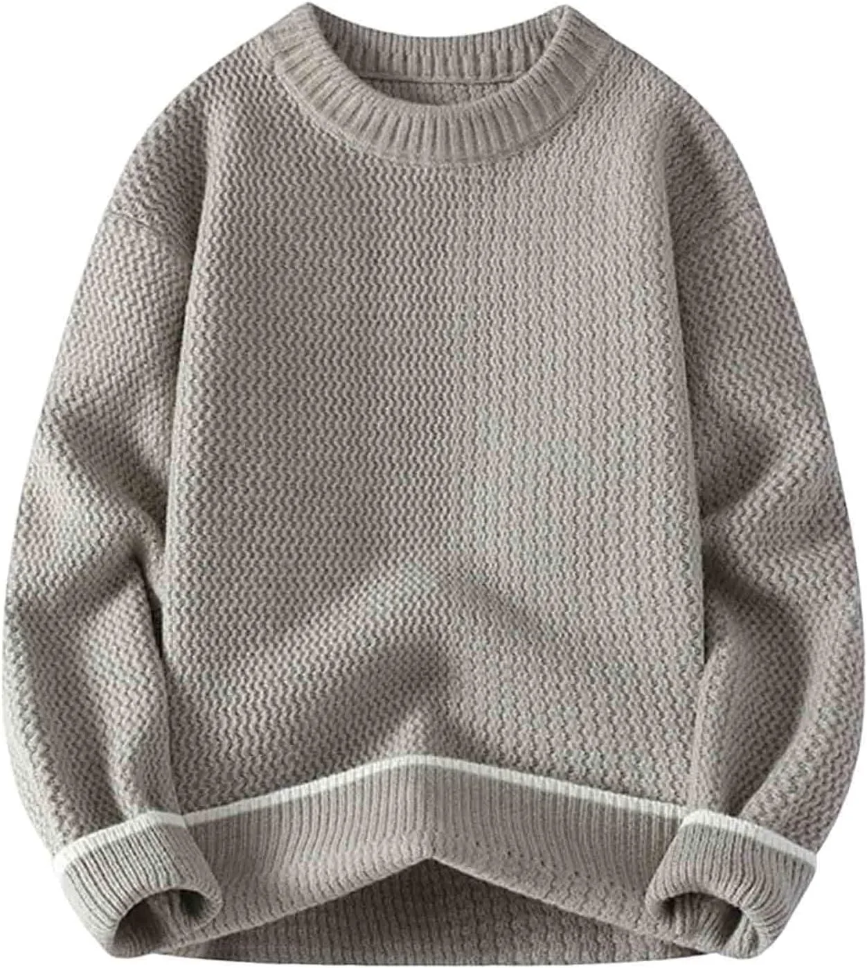 

Мужской свитер с круглым вырезом и длинными рукавами, вязаный кабельным узором QUNPIU