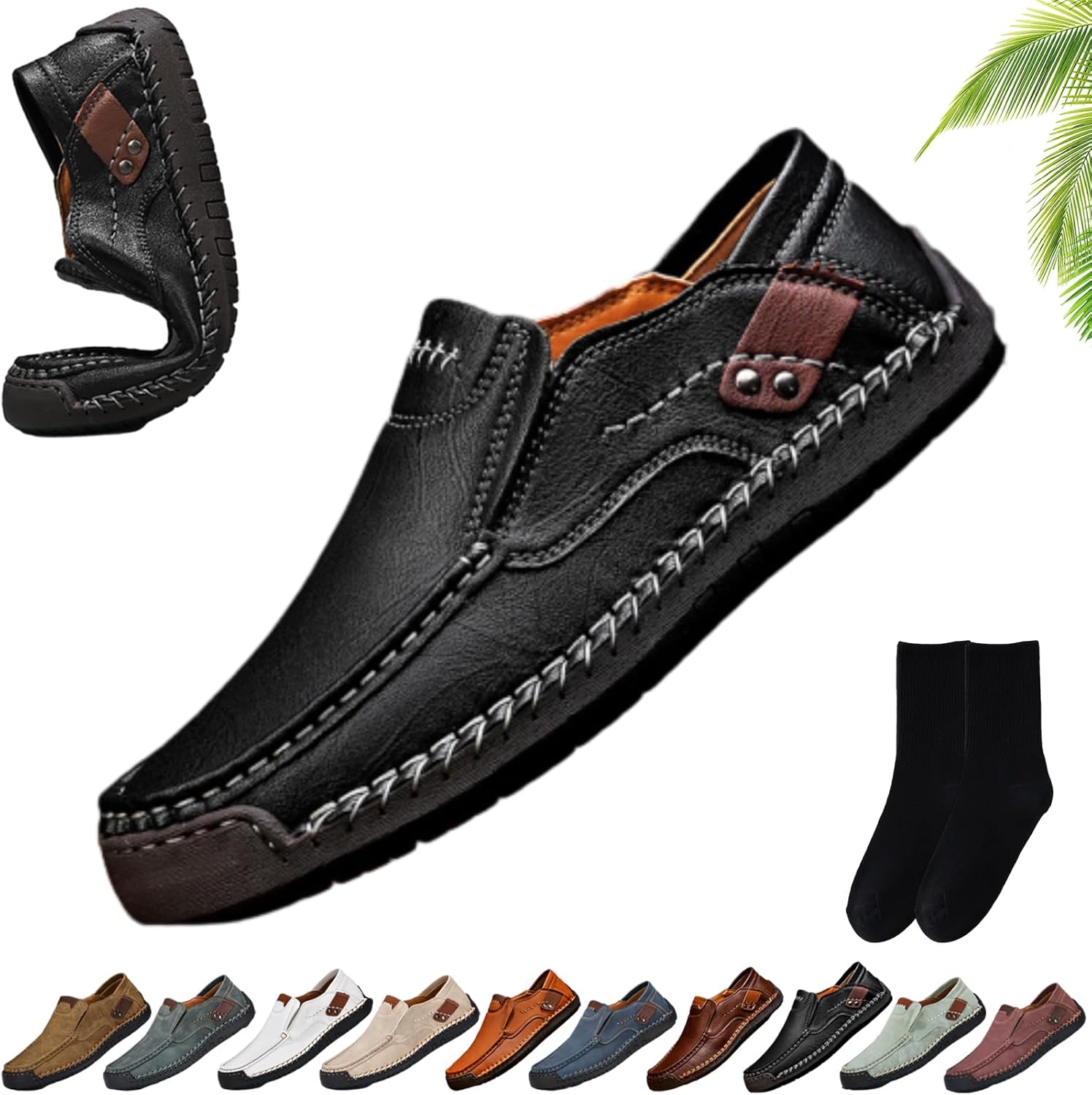 

Мужские ручной работы кожаные удобные лоферы без шнурков, деловые повседневные мокасины, классические легкие нескользящие туфли и прогулок, для работы в офисе Xylawave, черный