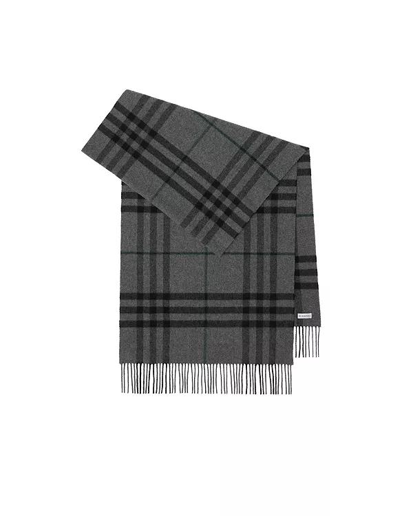 

Широкий клетчатый кашемировый шарф Burberry, серый