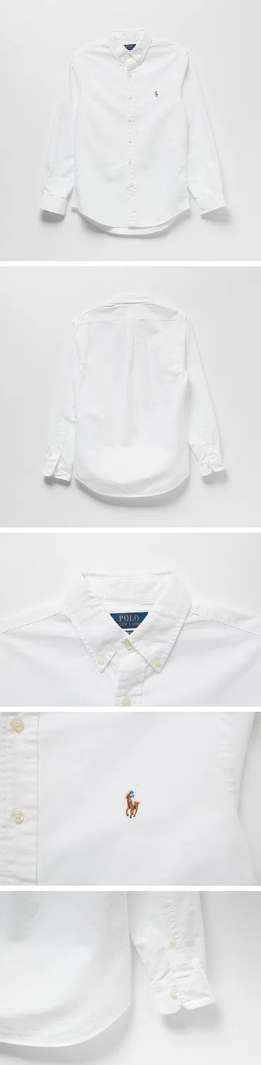 Мужская оксфордская рубашка Custom Fit белого цвета от Polo Ralph Lauren — фото 3