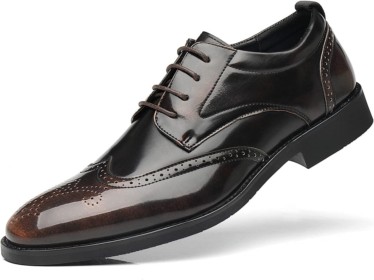 

Мужские классические оксфорды Santimon с крыльями, современная модель на шнуровке, повседневная и деловая обувь, Bronze