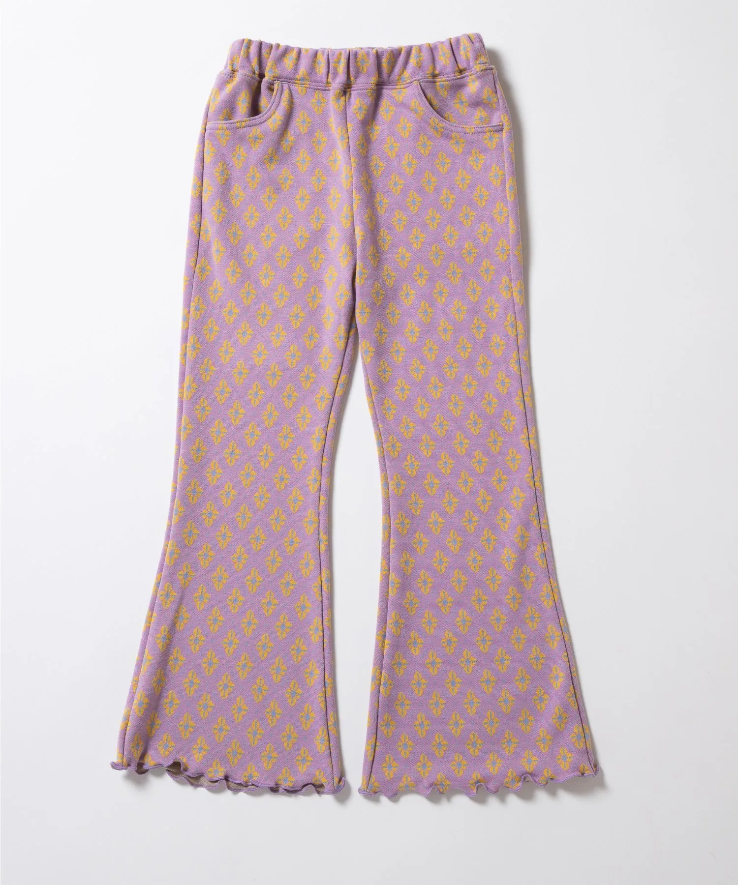 Расклешенные брюки из жаккардовой ткани по всей поверхности Ever Closet, Lavender — фото 4