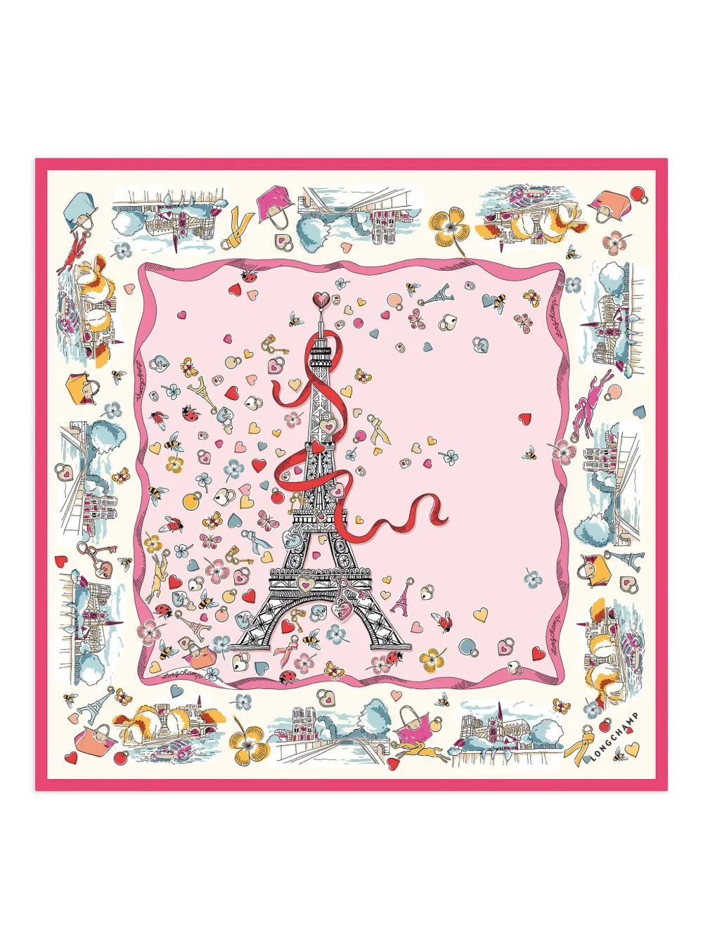 

Шелковый платок Parisian Longchamp, розовый