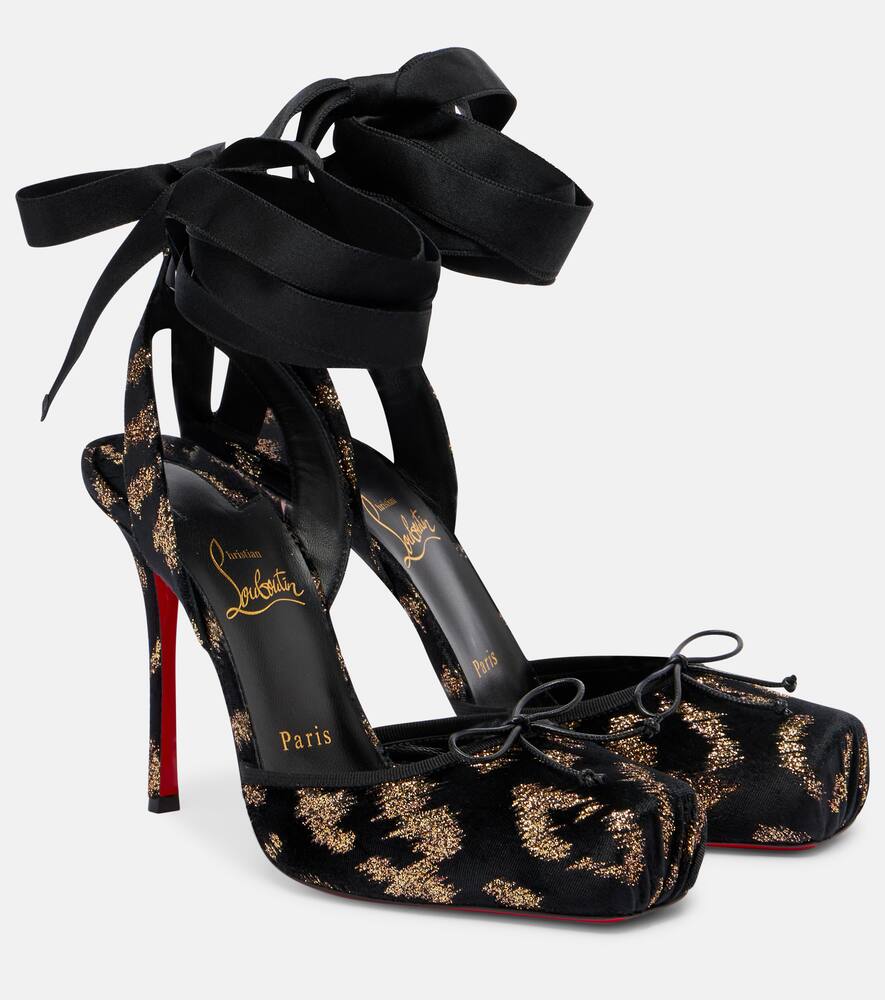 Туфли-лодочки Cassia 100 из бархата и парчи Christian Louboutin, Black Copper/Lin Black