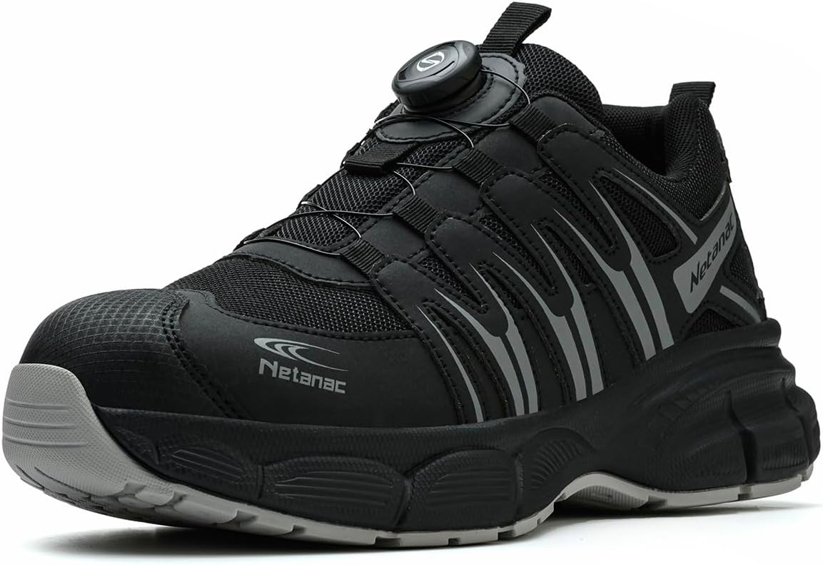 

Ботинки Netanac с стальным носком для мужчин и женщин, дышащая защитная обувь с долговечной мягкой подошвой, комфортные кроссовки с защитой от проколов для промышленного использования, серый