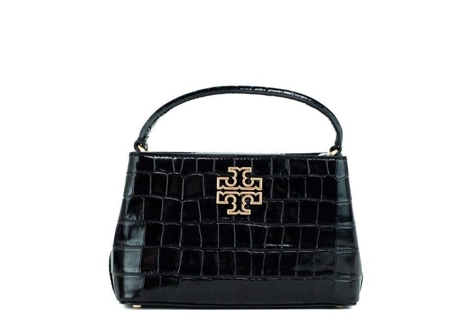 

Маленькая черная микро-сумка-сэтчел из тисненой кожи крокодила Tory Burch