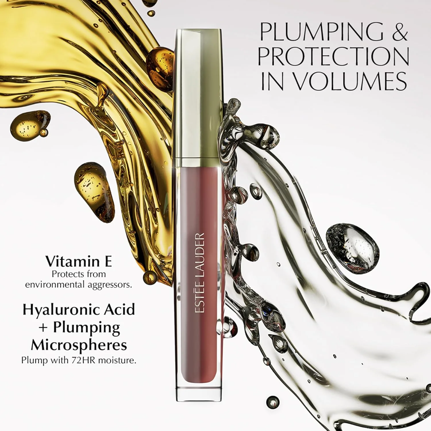 Масло для губ Estée Lauder Glossy Pout | Увлажняет и придает объем, с легким оттенком | Содержит гиалуроновую кислоту и витамин Е, 03 Rose Water - Nude Rose — фото 4