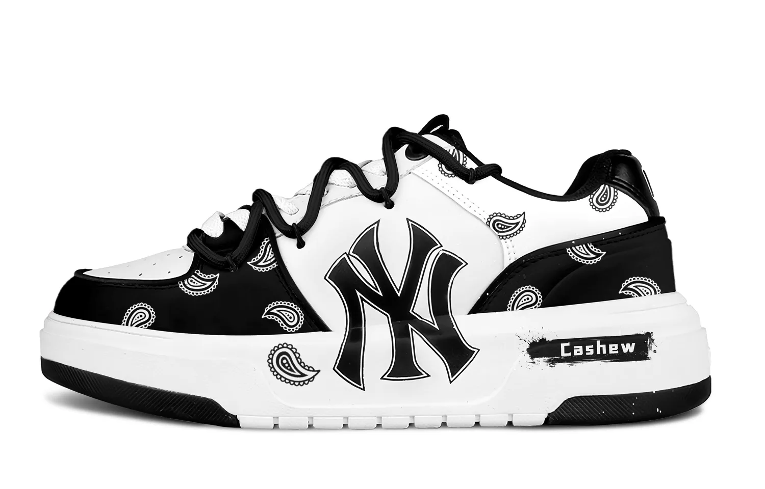 MLB Chunky Liner Black White Cashews Prickle противоскользящие кроссовки low top Chunky Unisex White Black