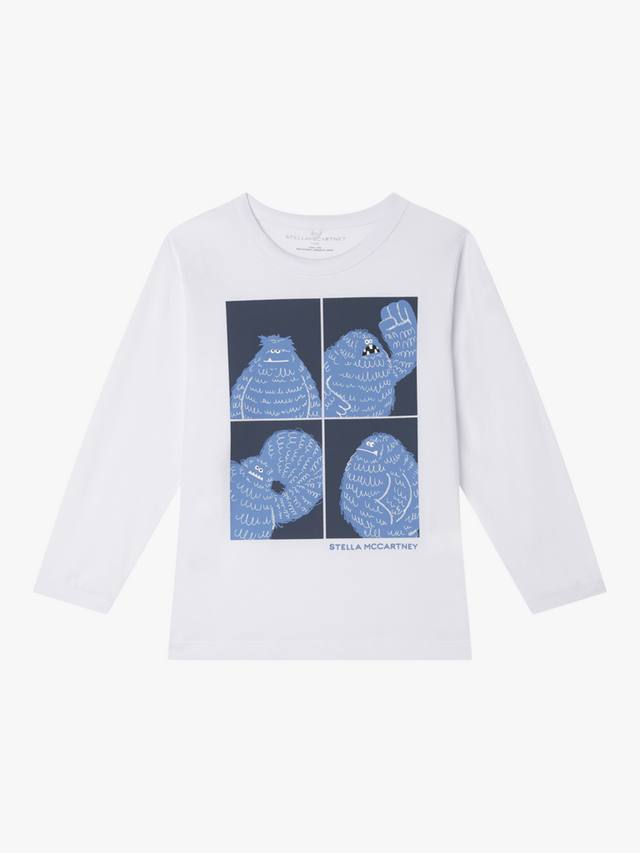 

Детская хлопковая футболка с длинным рукавом и круглым вырезом Yeti Stella McCartney Kids