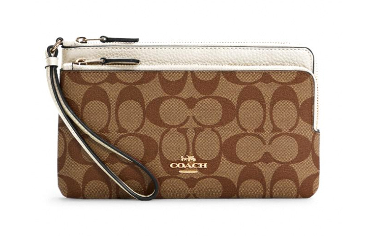 

COACH Кожаный кошелек с двойной молнией для карт