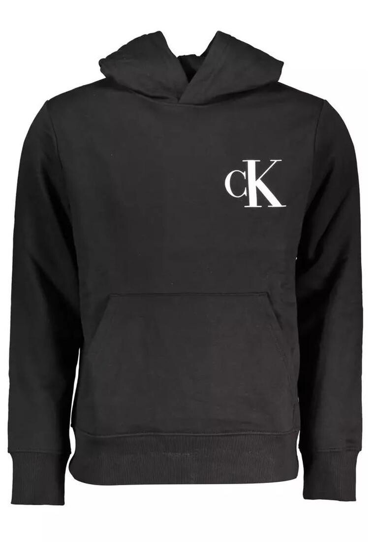 

Толстовка с капюшоном из хлопка средним карманом и логотипом Calvin Klein, черный