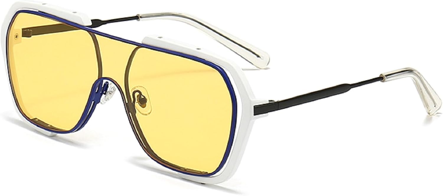 

Модные большие квадратные солнцезащитные очки-моноблочные очки для женщин в стиле ретро с желтыми линзами, защита от УФ-излучения UV400, для мужчин в стиле панк, N45 mincl, Yellow