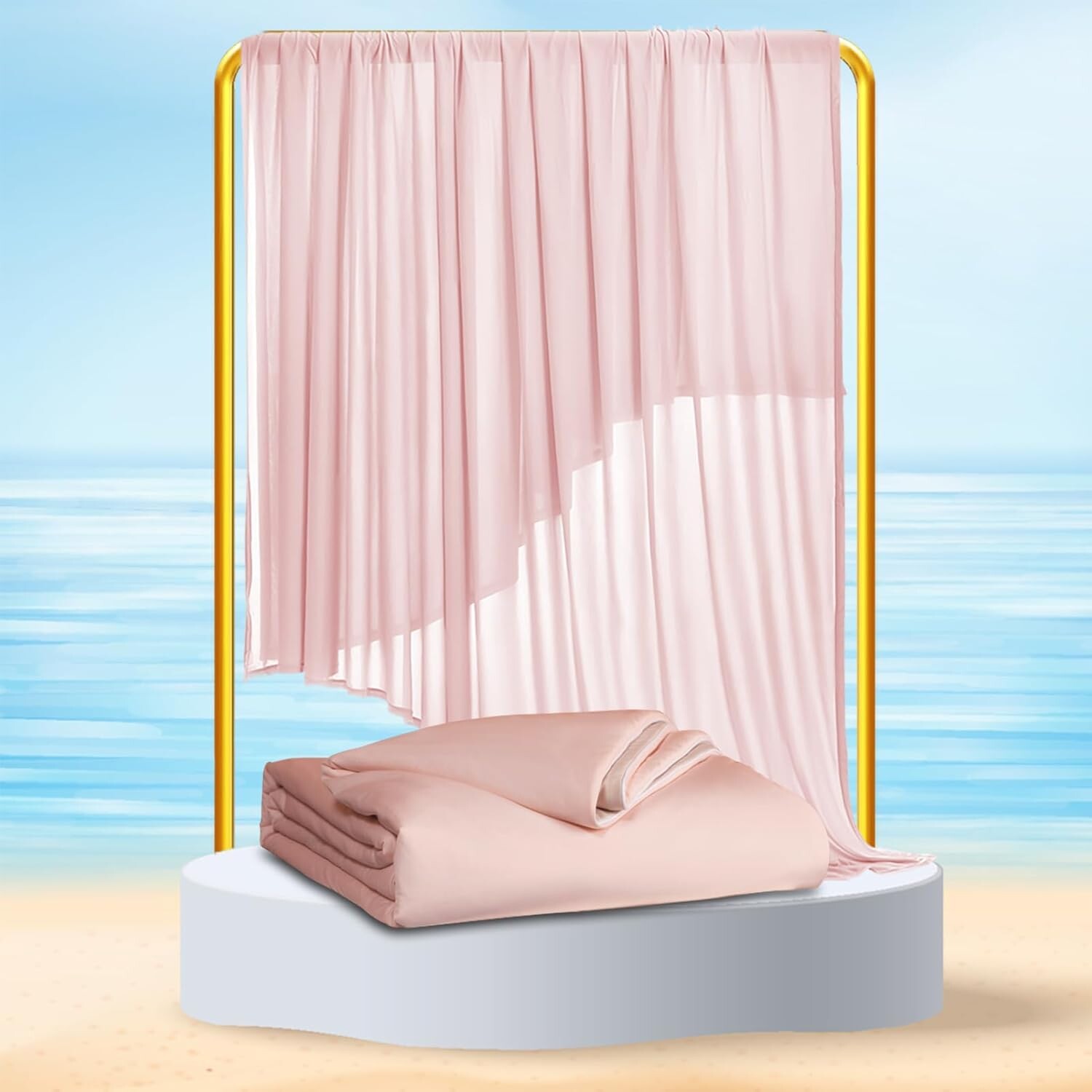 

Комплект серии Cooling: охлаждающее одеяло размером (47 x 59 дюймов, розовое и бежевое) и охлаждающая простыня (розовое 50 x 60 дюймов).