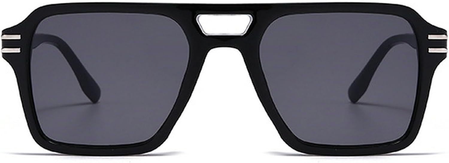 

Ретро-солнцезащитные очки квадратной формы для женщин, модные очки с двойной перемычкой, градиентные линзы, защита от УФ-излучения UV400, трендовые мужские солнцезащитные очки-пилот mincl, Silver Black