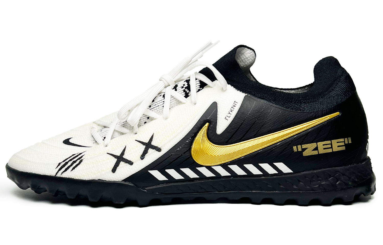 

Nike Футбольные бутсы Phantom GX антискользящие износостойкие дышащие унисекс черно-белые с золотым акцентом, цвет Black