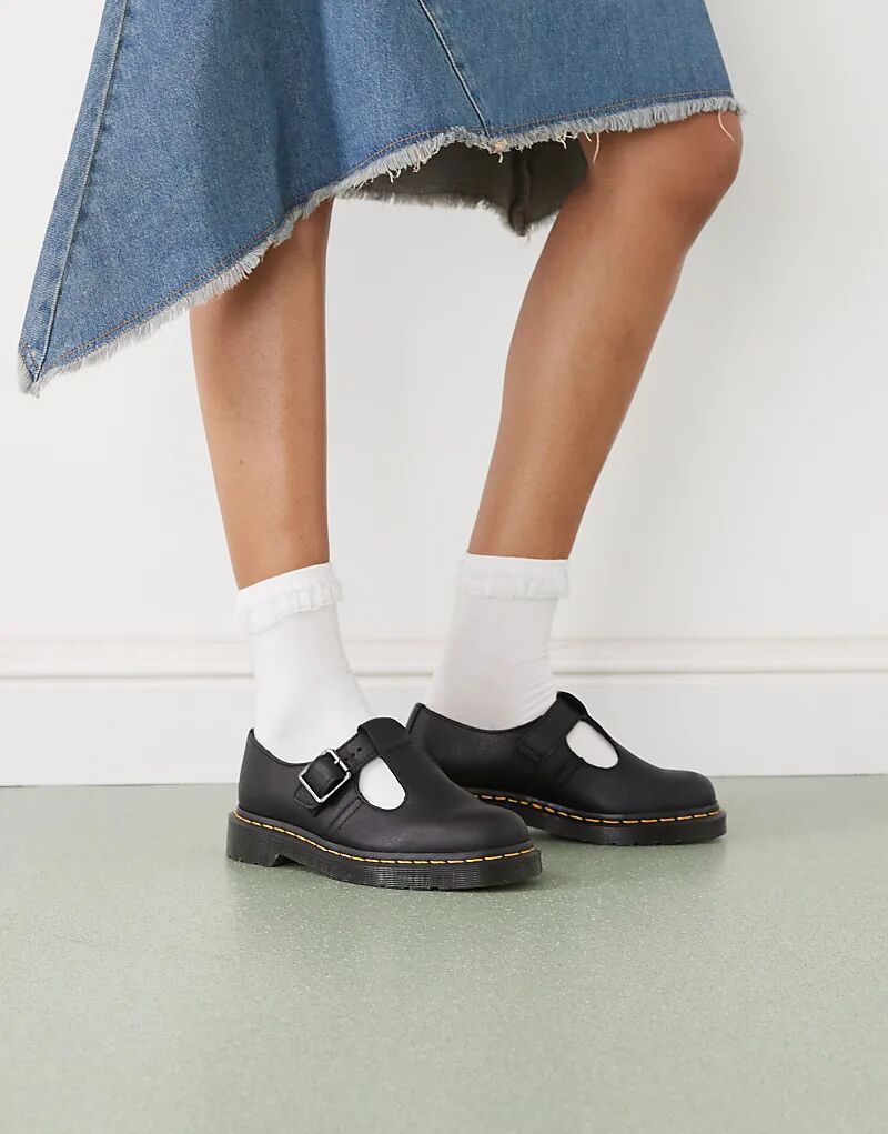Dr Martens Polley T-Bar Балетки Mary Jane в черном цвете