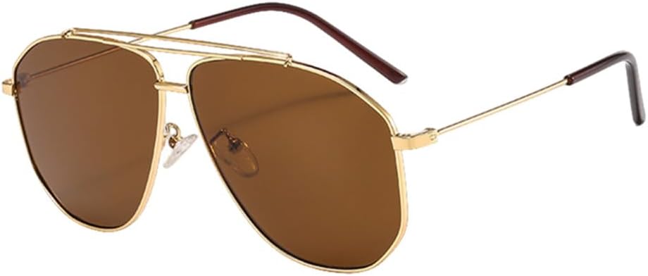 

Модные солнцезащитные очки в стиле ретро с металлической оправой для женщин и мужчин, винтажные, с двойной перемычкой, унисекс, защита от ультрафиолета UV400 generic, Brown