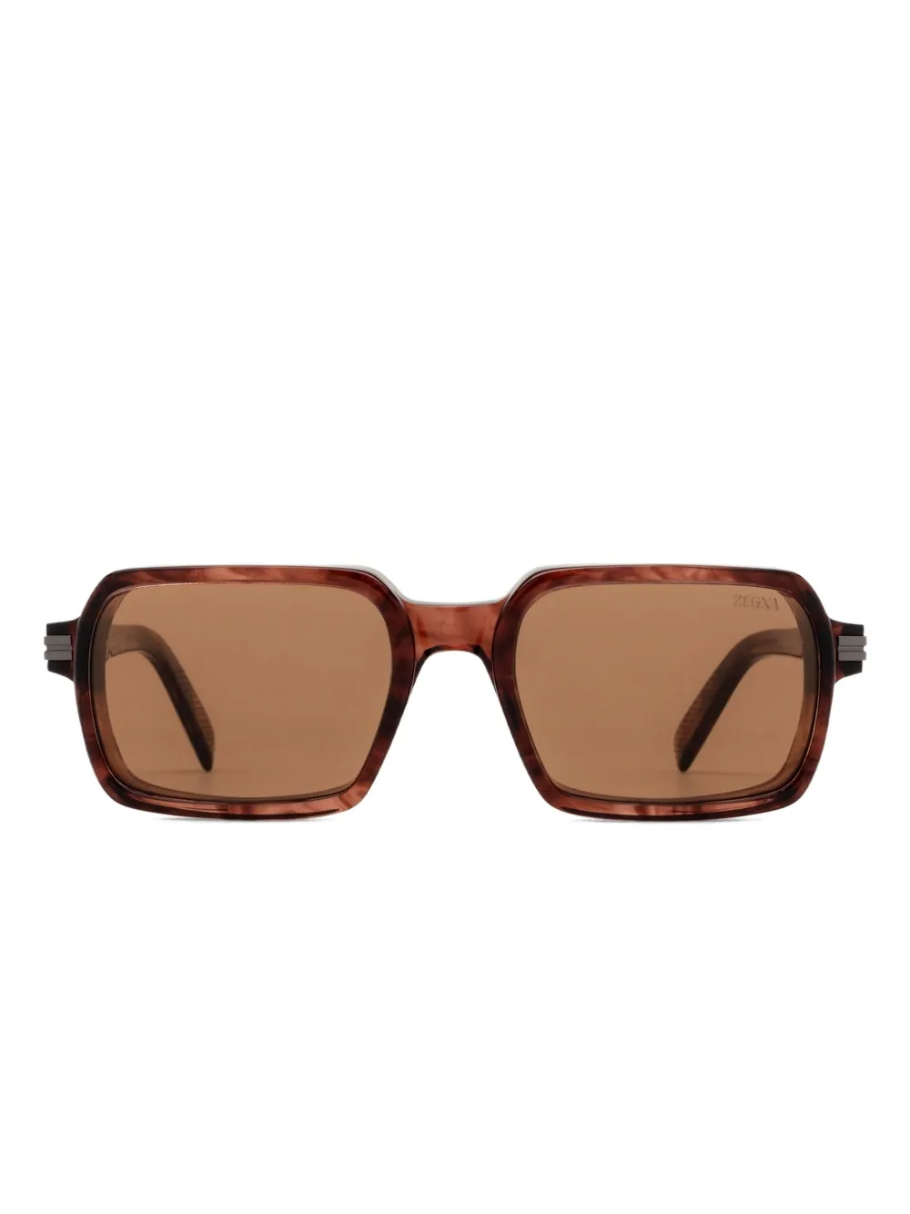 

Солнцезащитные очки в прямоугольной оправе в полоску Zegna, красный