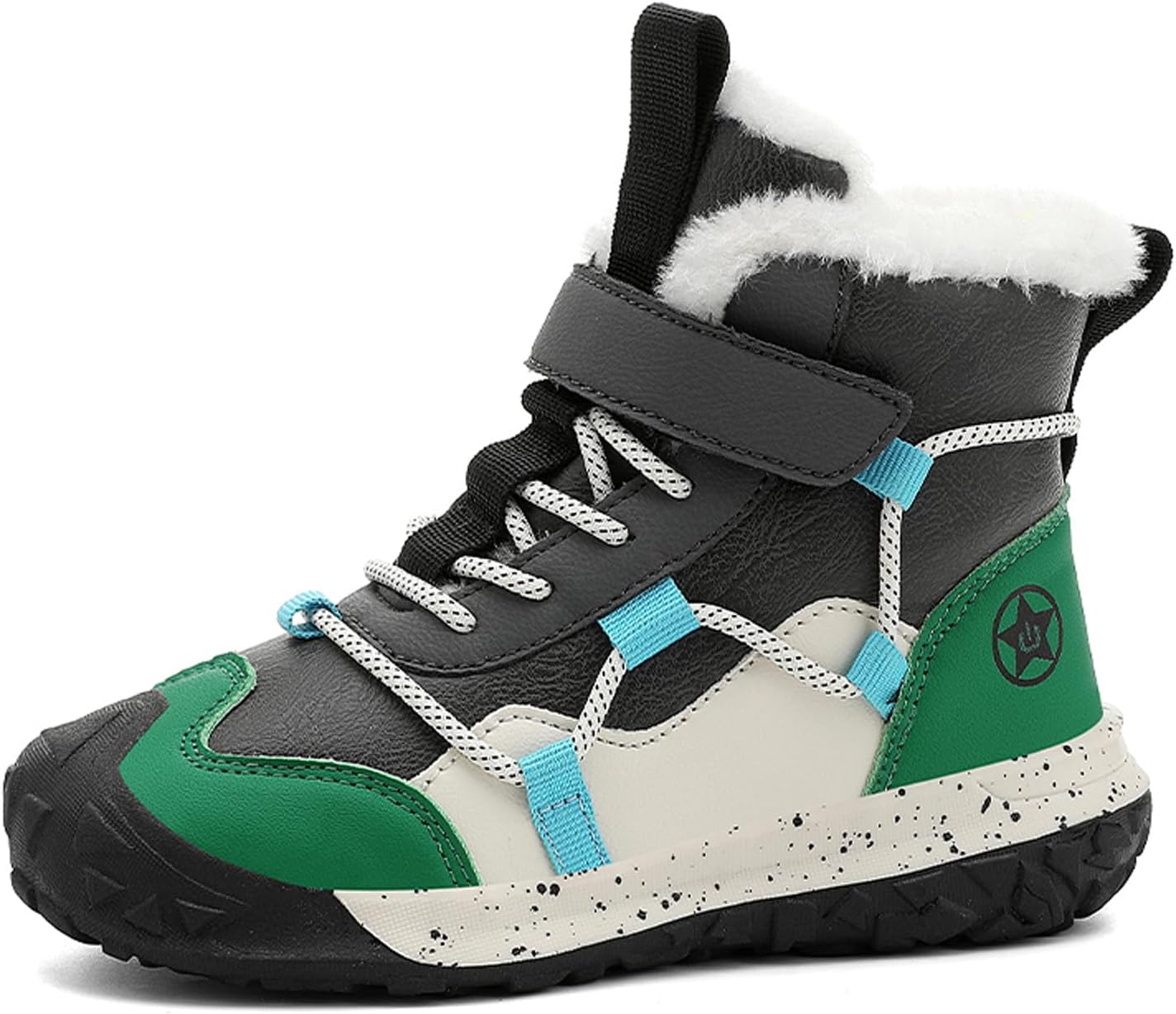 

Детские зимние короткие ботинки FLIOZY, водонепроницаемые зимние ботинки до щиколотки для малышей, уличная обувь с нескользящей подошвой для походов для мальчиков и девочек, размеры 6.5-13, Grey Green