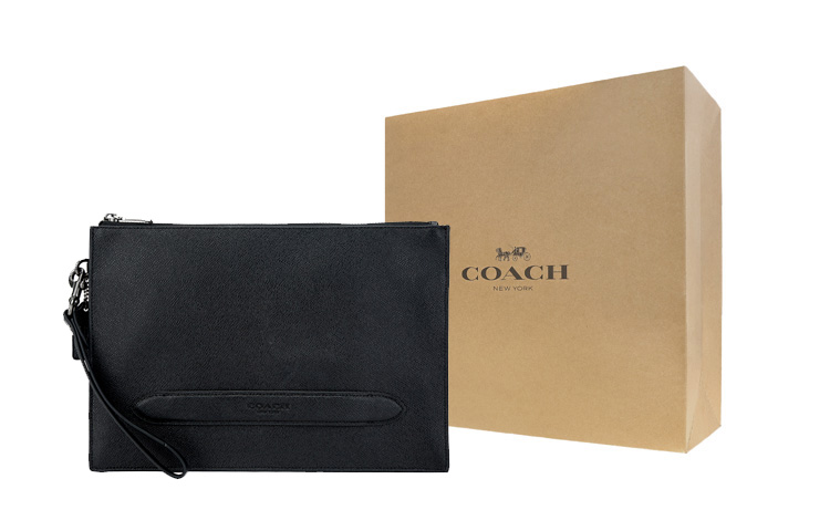 

COACH Кожаный клатч большого размера мужской черный