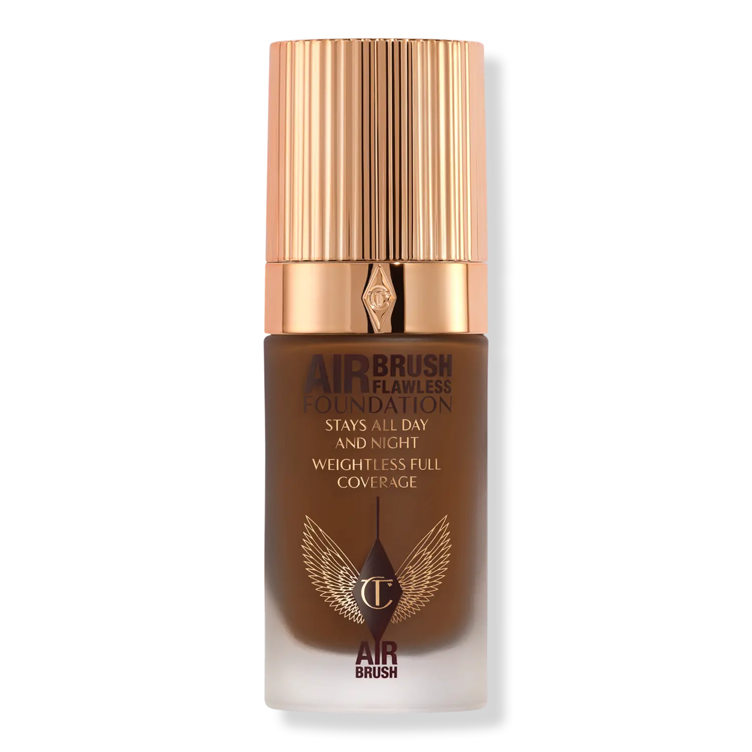 

Безупречная тональная основа, нанесенная аэрографом Charlotte Tilbury, 16 Cool (deep with cool undertones)