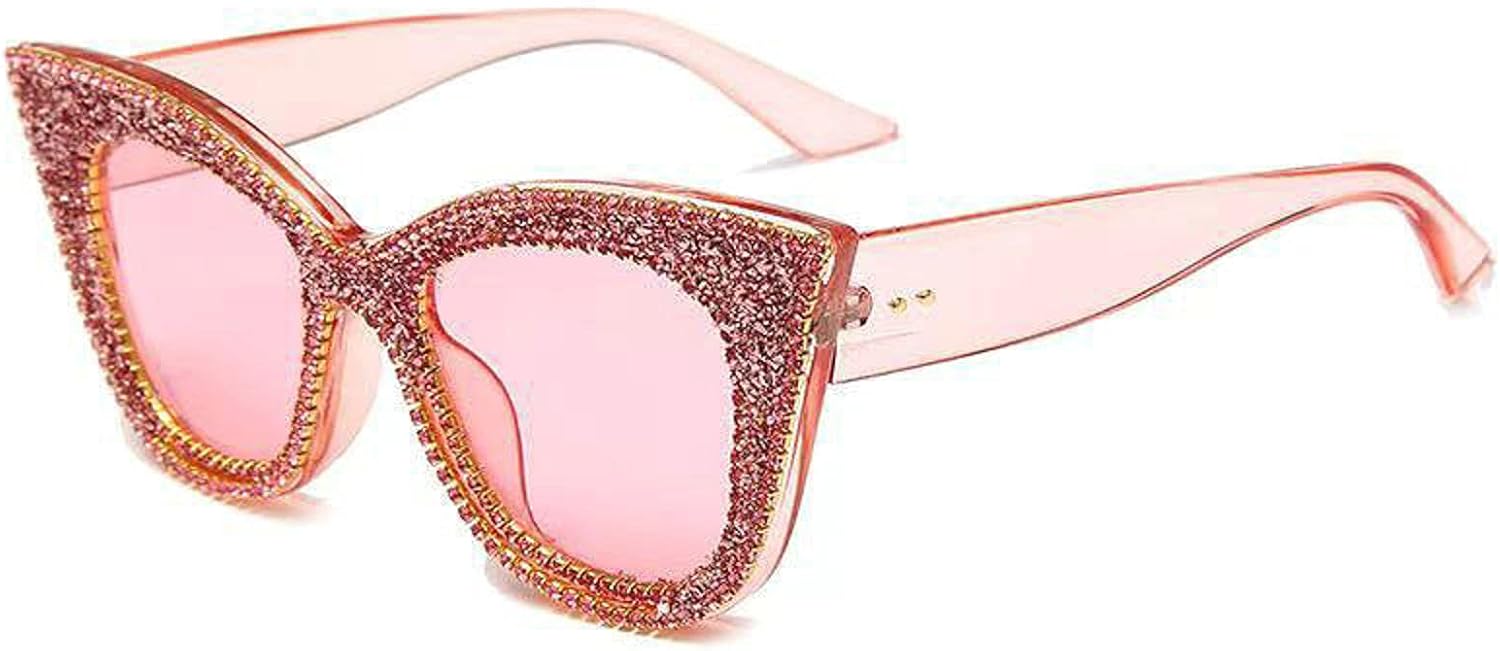 

Модные солнцезащитные очки большого размера с крупными стразами в форме «кошачьих глаз» для женщин, винтажные солнцезащитные очки в форме бабочки с бриллиантами, элегантные женские очки mincl, Pink