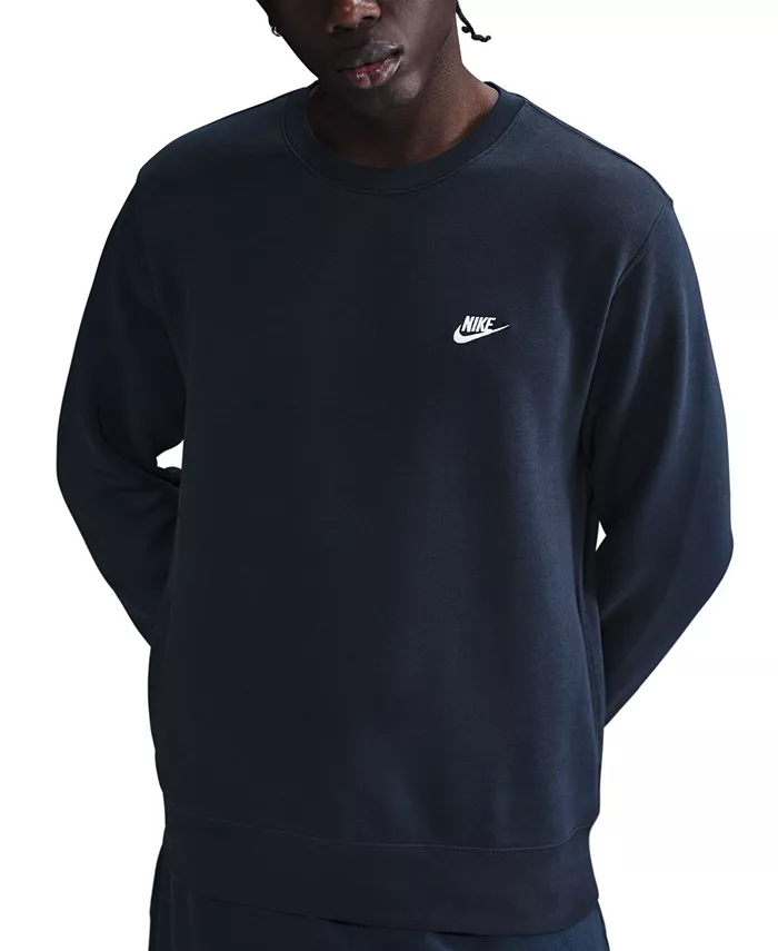 Мужской флисовый пуловер с круглым вырезом и логотипом Nike, черный — фото 4