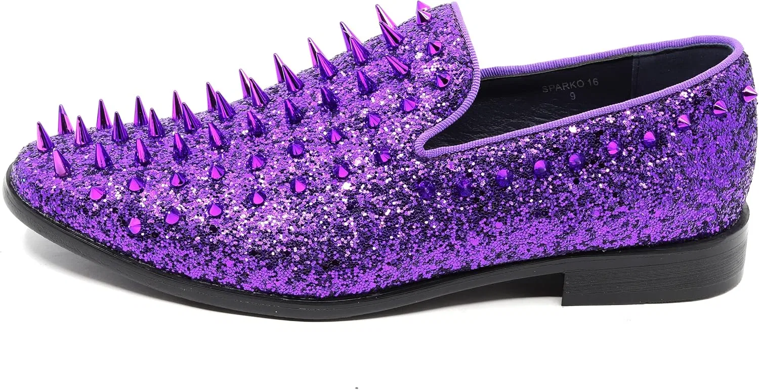 Мужские модные лоферы-смокинги Metrocharm с блестками и пайетками, модель SM-16, Purple — фото 2