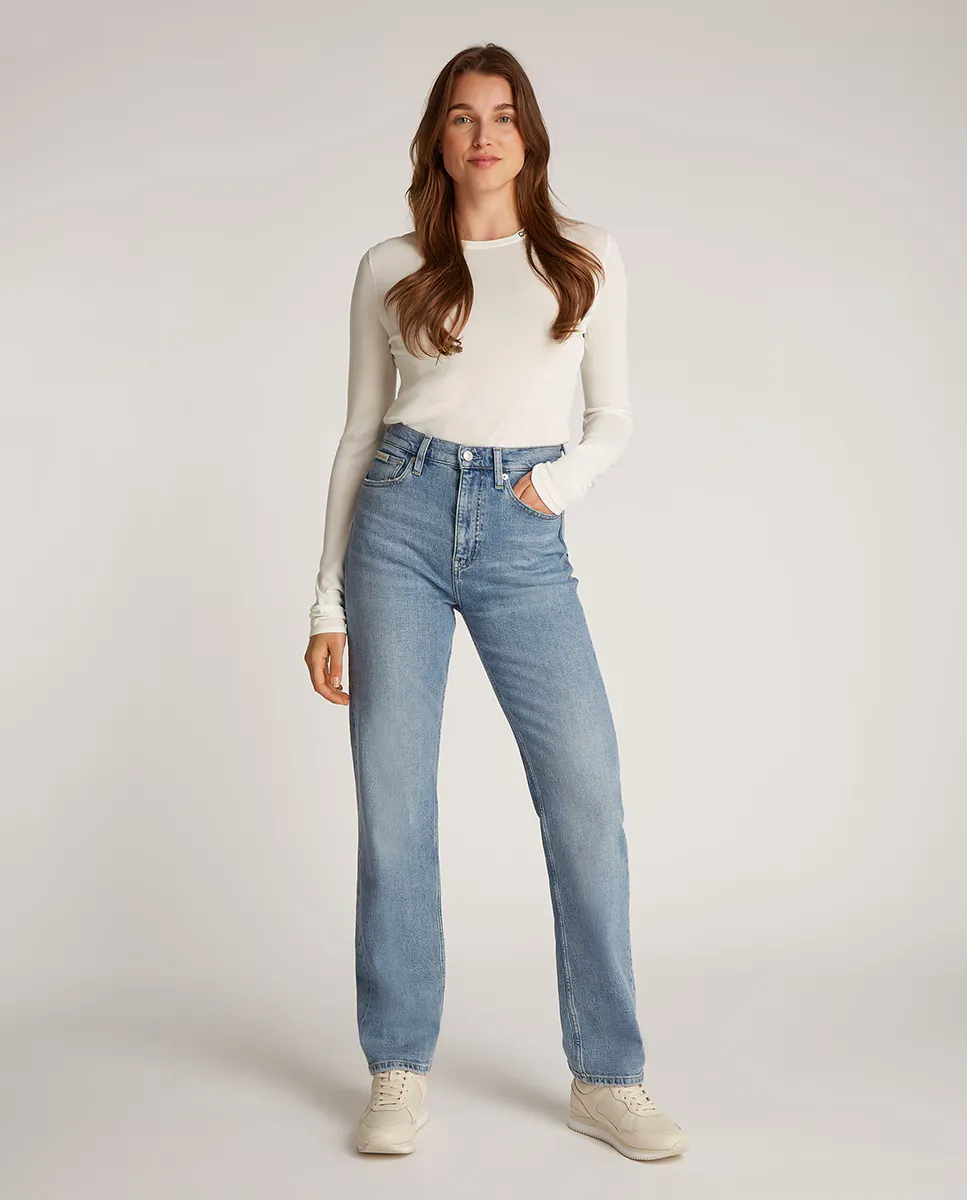 

Женские джинсы Vaquero Straight fit с высокой посадкой Calvin Klein Jeans, светло-голубой