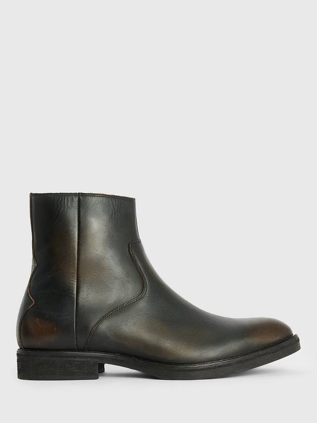 

Кожаные ботинки lang на молнии AllSaints, коричневый