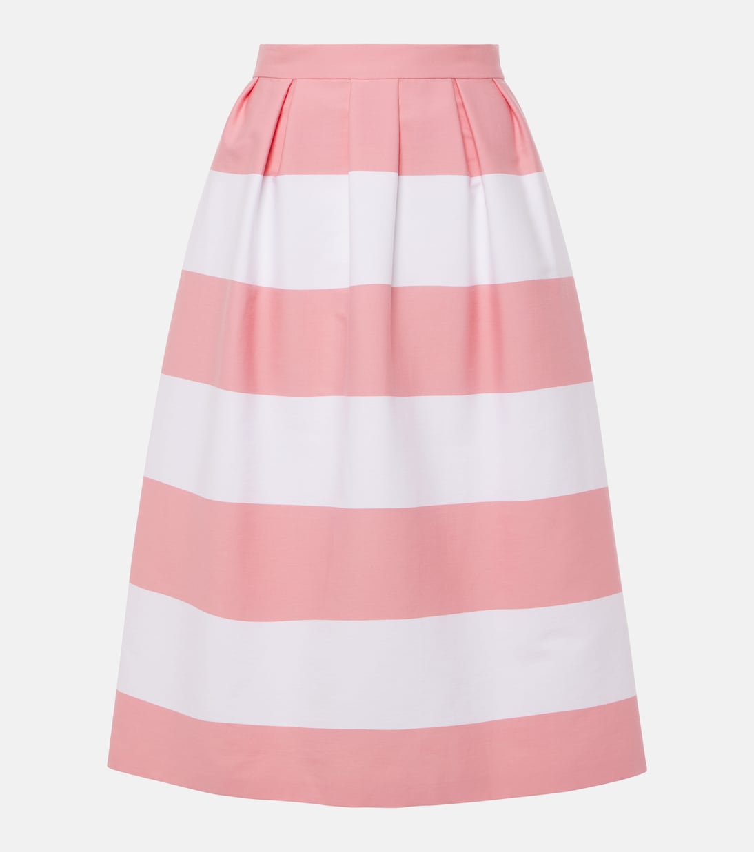 

Юбка миди из смесового хлопка в полоску со складками Carolina Herrera, Shell Pink Multi