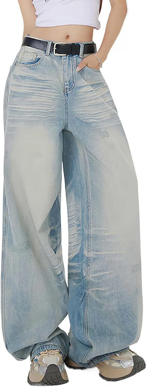 

Viatabuna джинсы для женщин High Rise Wide Leg