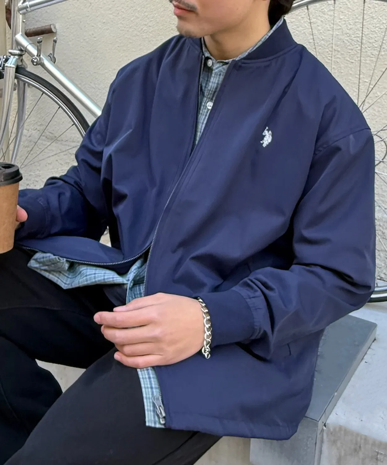Блузон U.S. POLO ASSN. с вышивкой полистрейч тёмно-синий