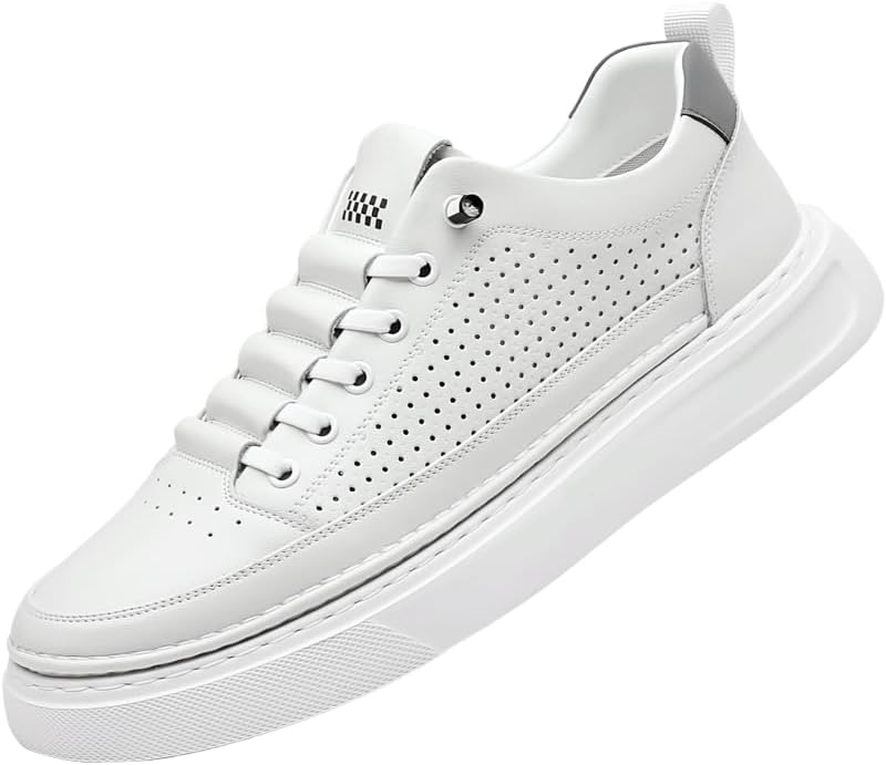 

Мужские повседневные кроссовки с круглым носком, дышащие, сетчатые, на шнуровке, с модной толстой подошвой, удобные для ходьбы, подходят для прогулок и путешествий на рассвете Igzbibg, белый