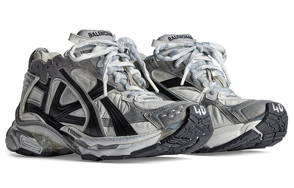 Кроссовки runner sneakers 'grey white and black nylon and suede like fabric' Balenciaga, серый — фото 3