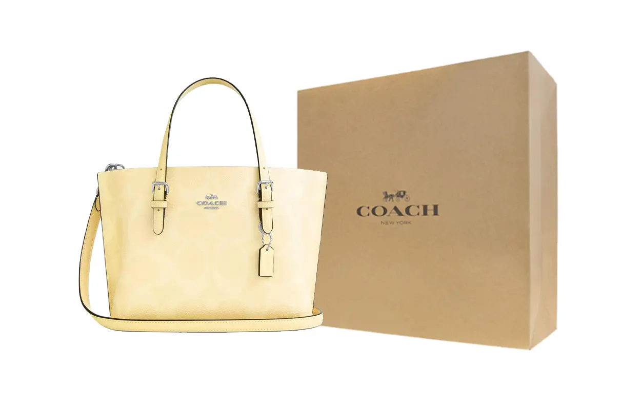

COACH Женская желтая сумка-шоппер Mollie Coated Canvas среднего размера
