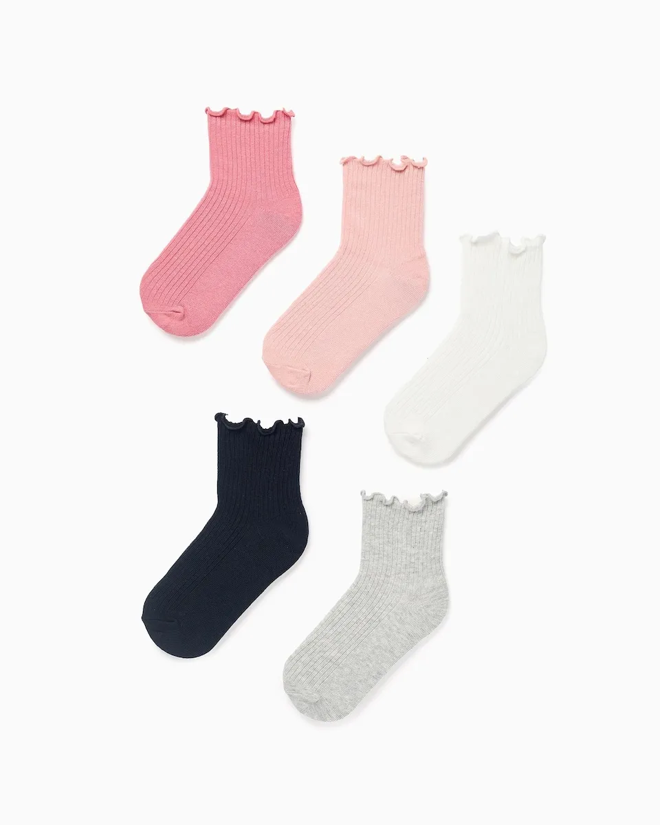

Набор из 5 детских носков для девочек в рубчик с волнистой резинкой Zippy, мультиколор