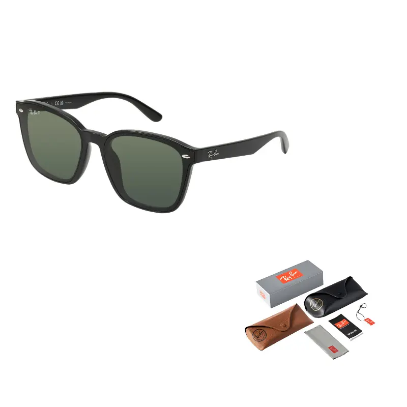 

RayBan Пластиковая оправа литьевая квадратные солнцезащитные очки унисекс черные, Black
