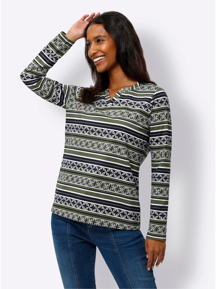 

Рубашка с длинными рукавами в цвете хаки и темно-синем цвете Heine