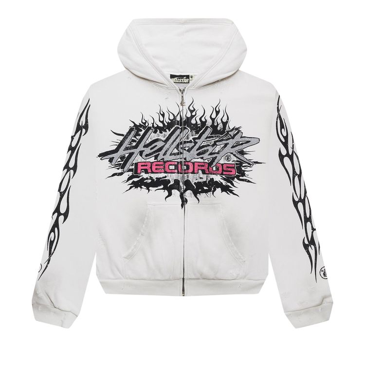 

Худи Hellstar Records Glitter Zip Up Hoodie White, белый