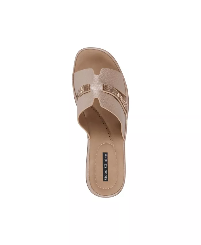 Женские босоножки Frances на платформе с декоративными элементами GC Shoes, золотой — фото 4