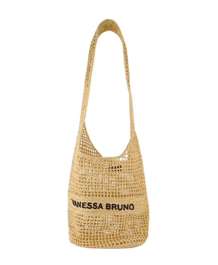 

Нейтральная сумка через плечо из хлопка с рафией. Vanessa Bruno, бежевый