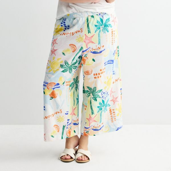 

Просторные укороченные брюки Sonoma Goods For Life, цвет multi bright palm