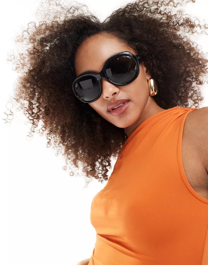 

Черные круглые солнцезащитные очки Ray-Ban большого размера