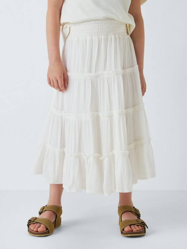 

Детская многоярусная юбка макси John Lewis, White