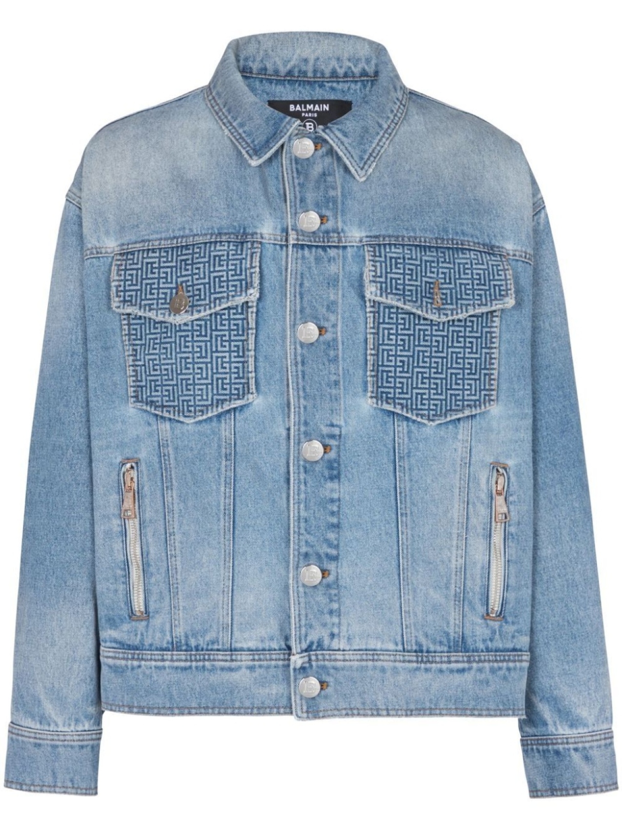 

Balmain rear logo-print denim jacket, синий