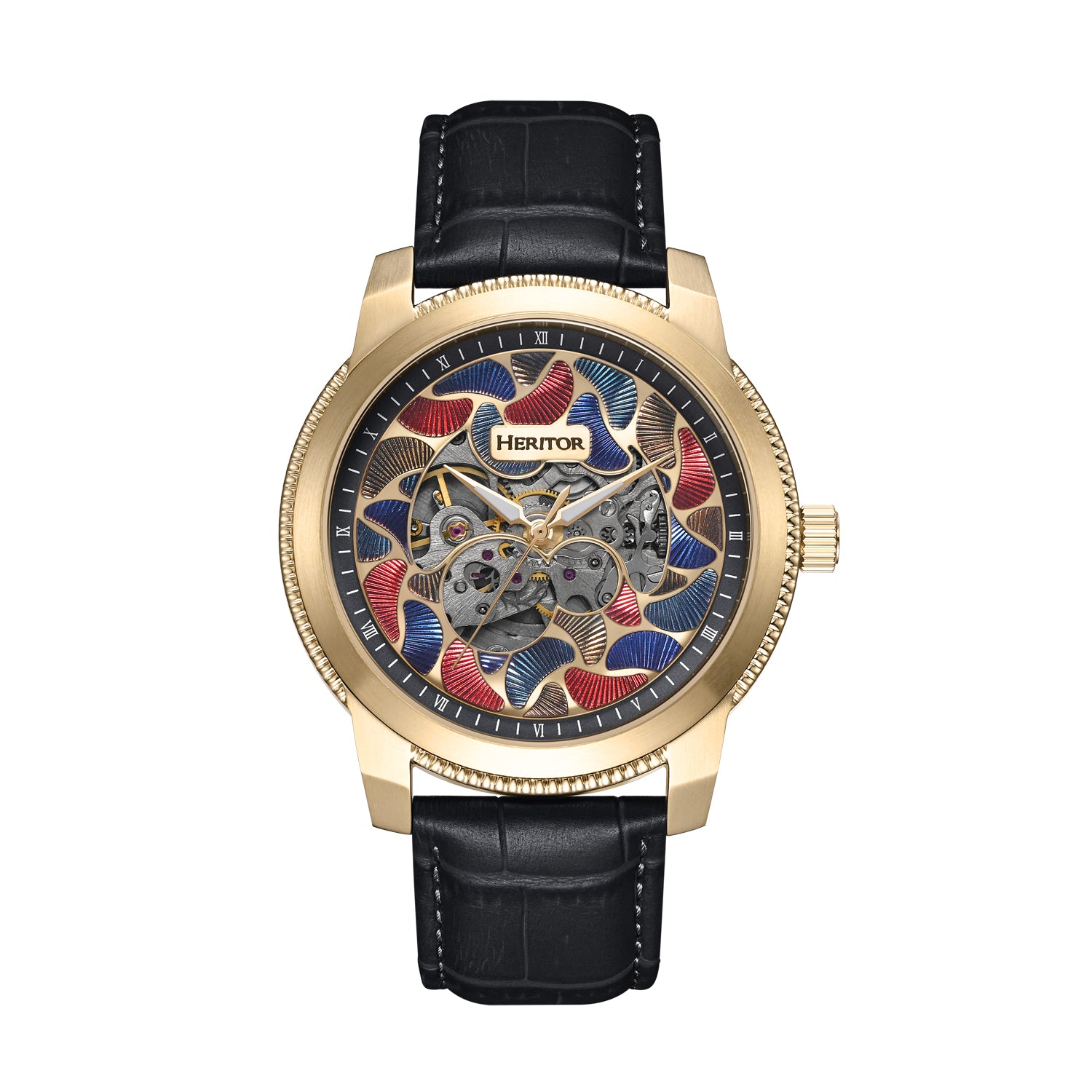 

Часы Emmanuel Semi-Skeleton с кожаным ремешком Heritor Automatic, золотой