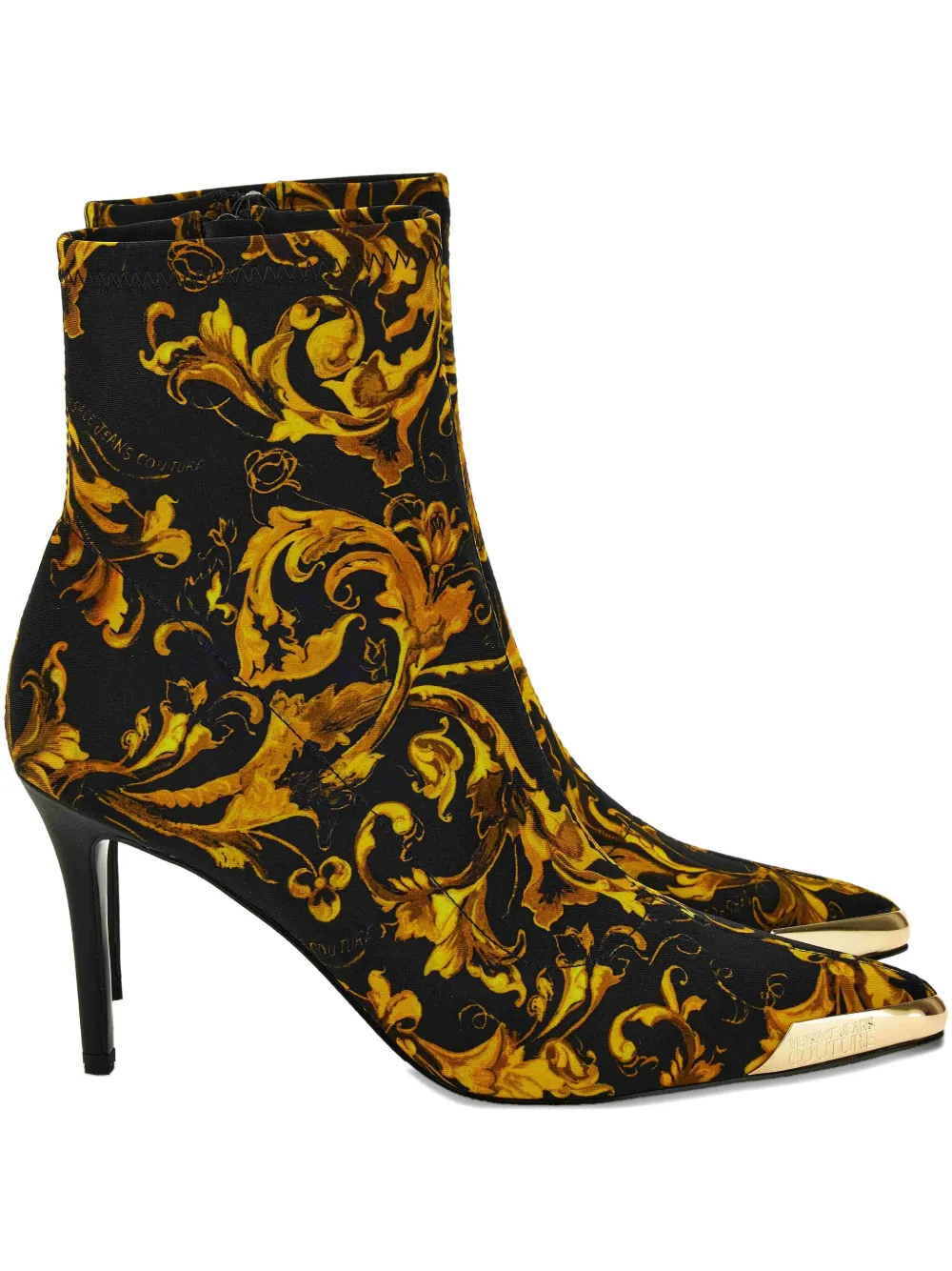 Ботильоны на шпильке с принтом Baroque Versace Jeans Couture, черный